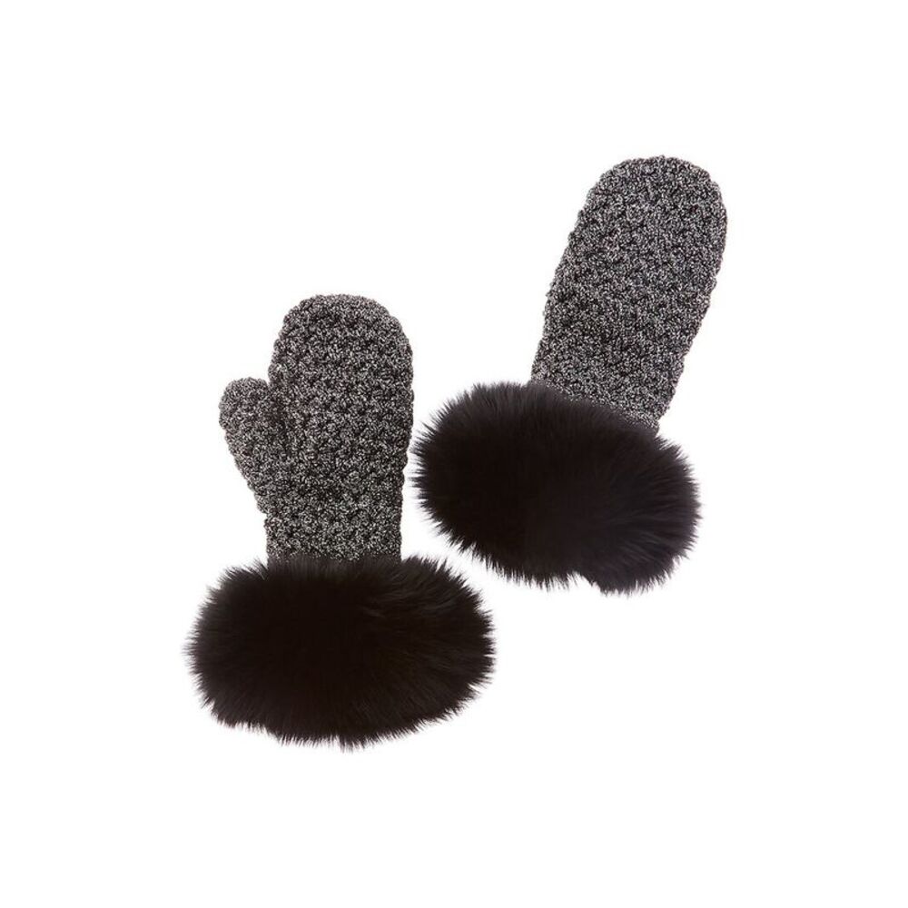 Surell Accessories Fleece-Lined Knit Mittens, Black